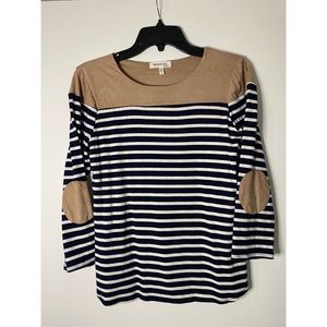 Striped top with some suede material